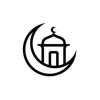 mosquée et la lune, symbole islamique, illustration vectorielle vecteur