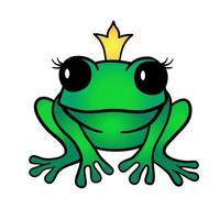 vecteur princesse grenouille en couronne isolé sur fond blanc. illustration de grenouille mignonne