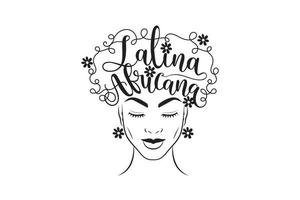 femme latina africana, impression pour t-shirt, tee-shirt graphique, idée de cartes de visite vecteur