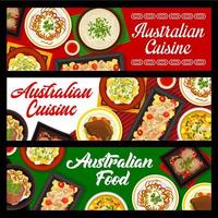 bannières de cuisine australienne, viande et poisson barbecue vecteur