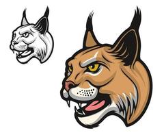 mascotte d'animal de dessin animé de chat sauvage de lynx en colère vecteur