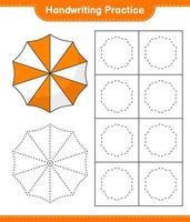 pratique de l'écriture manuscrite. tracer des lignes de parasol. jeu éducatif pour enfants, feuille de calcul imprimable, illustration vectorielle vecteur