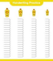 pratique de l'écriture manuscrite. tracer des lignes de crème solaire. jeu éducatif pour enfants, feuille de calcul imprimable, illustration vectorielle vecteur