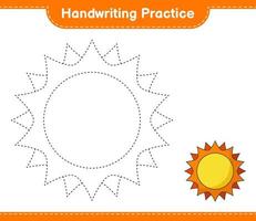 pratique de l'écriture manuscrite. tracer des lignes de soleil. jeu éducatif pour enfants, feuille de calcul imprimable, illustration vectorielle vecteur