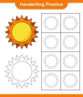 pratique de l'écriture manuscrite. tracer des lignes de soleil. jeu éducatif pour enfants, feuille de calcul imprimable, illustration vectorielle vecteur