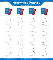pratique de l'écriture manuscrite. tracer les lignes du passeport. jeu éducatif pour enfants, feuille de calcul imprimable, illustration vectorielle vecteur