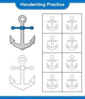 pratique de l'écriture manuscrite. tracer des lignes d'ancrage. jeu éducatif pour enfants, feuille de calcul imprimable, illustration vectorielle vecteur