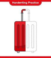 pratique de l'écriture manuscrite. tracer les lignes du sac de voyage. jeu éducatif pour enfants, feuille de calcul imprimable, illustration vectorielle vecteur