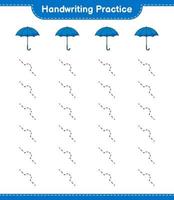 pratique de l'écriture manuscrite. tracer des lignes de parapluie. jeu éducatif pour enfants, feuille de calcul imprimable, illustration vectorielle vecteur