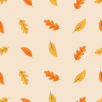modèle sans couture d'automne, feuilles de chêne et de tremble tombent, illustration de fond vectorielle vecteur