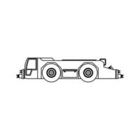contour d'illustration d'icône de vecteur de transport de camion de remorquage d'aéroport. véhicule aviation service transport isolé ligne blanche mince