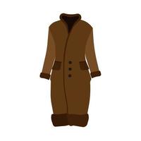 manteau brun d'hiver en fourrure belle icône de vecteur d'illustration de vêtements. collection de mode moderne pour femme à la mode. femme robe
