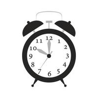illustration vectorielle de réveil temps minuterie avec icône de cloche. réveil symbole rétro avec anneau. alerte de rappel vintage isolée réveillez-vous avec le numéro. cadran de cercle d'horloge avec instrument analogique de pointeur vecteur