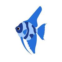 vue côté poisson icône vectorielle illustration d'animal marin. vie océanique de dessin animé sous-marin. symbole exotique plat de la faune bleue vecteur