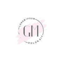 logo minimaliste gm initial avec pinceau, logo initial pour signature, mariage, mode, beauté et salon. vecteur