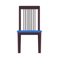 chaise en bois vue de face vecteur icône meubles. siège intérieur classique. pièce plate d'élément de maison de dessin animé marron rétro