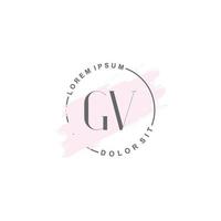 logo minimaliste gv initial avec pinceau, logo initial pour signature, mariage, mode, beauté et salon. vecteur