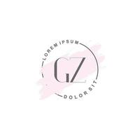 logo minimaliste gz initial avec pinceau, logo initial pour signature, mariage, mode, beauté et salon. vecteur