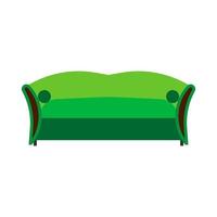 canapé vert vue de face vecteur icône plate. concept de mobilier intérieur de canapé de chambre confortable. lit moelleux d'intérieur
