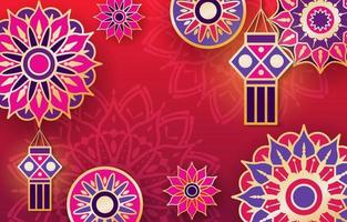 festival de diwali avec fond de rangoli indien vecteur