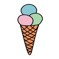 autocollant doodle cornet de crème glacée sucrée vecteur
