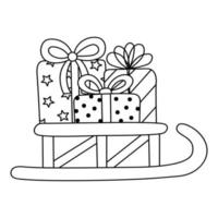 autocollant doodle avec boîte-cadeau pour toute occasion. noël, anniversaire, saint valentin, fête des femmes, fête des mères et autres. vecteur