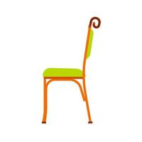 chaise classique icône vecteur vert vue latérale. intérieur de maison de meubles isolé. chambre de luxe rétro assis. tabouret plat de canapé de dessin animé
