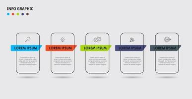 vecteur de modèle de conception infographique d'entreprise avec des icônes et 5 options ou étapes. peut être utilisé pour le diagramme de processus, les présentations, la mise en page du flux de travail, la bannière, l'organigramme, le graphique d'informations