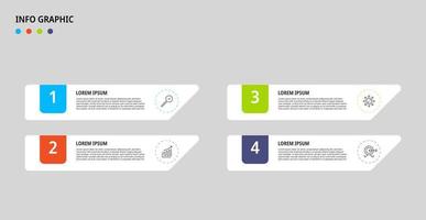 modèle d'entreprise de conception infographique vectorielle avec icônes et 4 options ou étapes. peut être utilisé pour le diagramme de processus, les présentations, la mise en page du flux de travail, la bannière, l'organigramme, le graphique d'informations vecteur