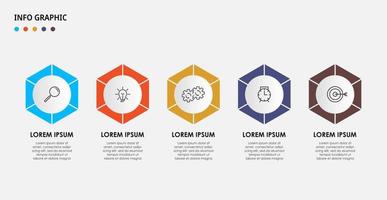 modèle d & # 39; entreprise de conception infographique de vecteur avec des icônes et 5 options ou étapes. peut être utilisé pour le diagramme de processus, les présentations, la mise en page du flux de travail, la bannière, l'organigramme, le graphique d'informations