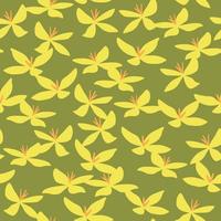 petit modèle sans couture de fleurs jaunes sur fond vert. conception florale simple. illustration vectorielle vecteur