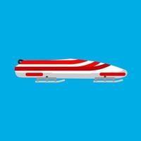 bobsleigh sport icône vectorielle course de jeu d'hiver. vue latérale de la piste de luge à neige de vitesse équipement plat. squelette rouge extrême en descente vecteur