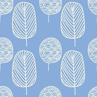 mignon doodle arbres design sans couture fond bleu vecteur