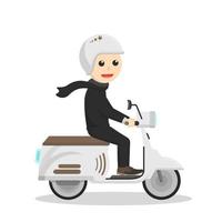 homme d'affaires sur un scooter aller au bureau vecteur