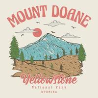 montagne de parc national vintage dans le wyoming. paysage du mont doane. affiche de voyage illustrée rétro pour le wyoming. vecteur