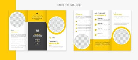 conception de brochure à trois volets d'entreprise jaune avec vecteur de formes propres