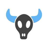 icône bleue et noire de glyphe de cornes de taureau vecteur