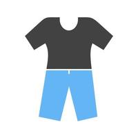 pyjama costume icône glyphe bleu et noir vecteur