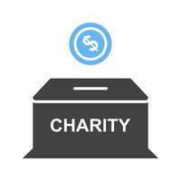 icône bleue et noire de glyphe de boîte de charité vecteur