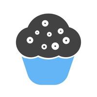 icône bleue et noire de glyphe de cupcake vecteur