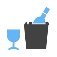 bouteille de vin en icône bleue et noire de glyphe de glace vecteur