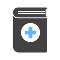 icône bleue et noire de glyphe de livre médical vecteur