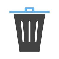 icône bleue et noire de glyphe de poubelle vecteur