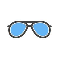 icône de glyphe de lunettes vintage bleu et noir vecteur
