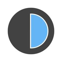 icône bleue et noire de glyphe de graphique à demi-camembert vecteur