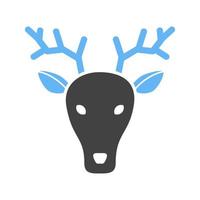 icône bleue et noire de glyphe de visage de cerf vecteur