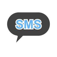 icône bleue et noire de glyphe de bulle de sms vecteur