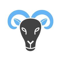 icône bleue et noire de glyphe de visage de chèvre de montagne vecteur