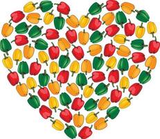 coeur composé de poivrons colorés. poivrons isolés sur fond blanc pour votre conception. alimentation saine et régime alimentaire. vecteur. vecteur