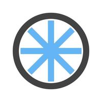 icône bleue et noire de glyphe de roue vecteur